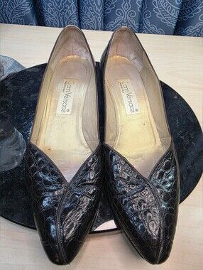 PROJECT Gianni Versace Black Croc Embossed Leather Pumps 39.5- AS IS